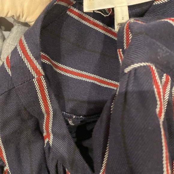 The Great / home room jumpsuit Navy Striped Short Sleeve Cropped Belt 2 medium M - Picture 5 of 6